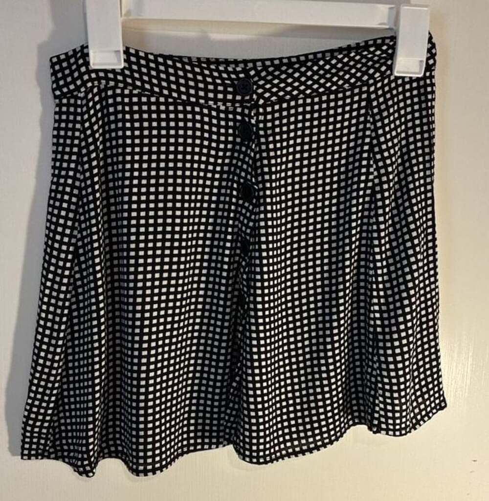 Forever 21 Black and White Checkered Button Front Mini Skirt